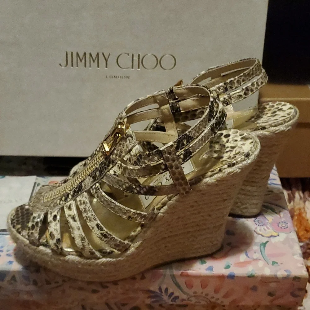 Jimmy Choo Wedge Shoes Python Print - Picture 4 of 15